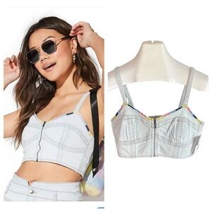 Vylette festival embroidered denim bralette